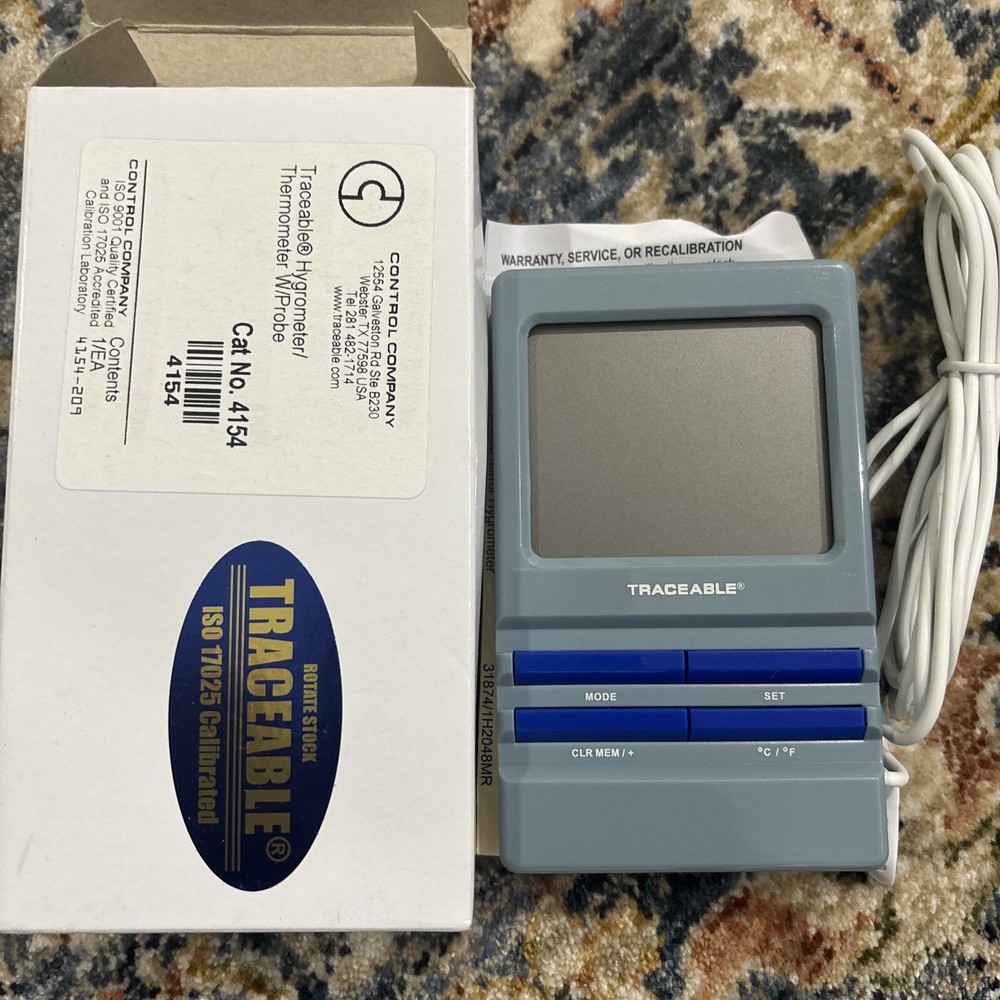 Control Company Traceable Hygrometer Thermometer W/Probe 4154