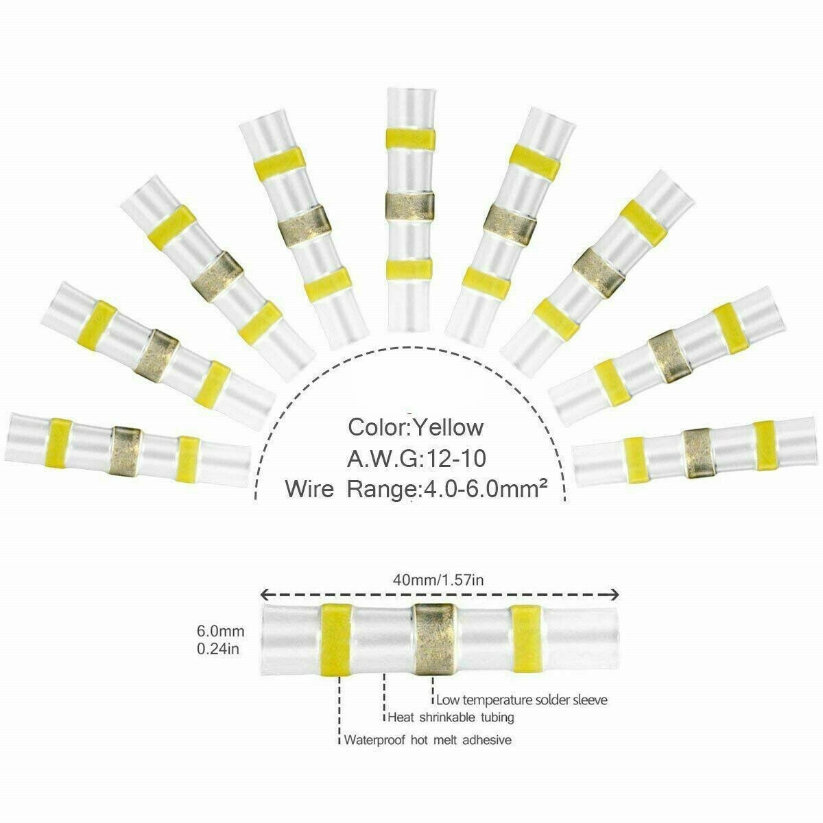 400Pcs Waterproof Solder Stick Seal Sleeve Heat Shrink Butt Wire Connectors Kit