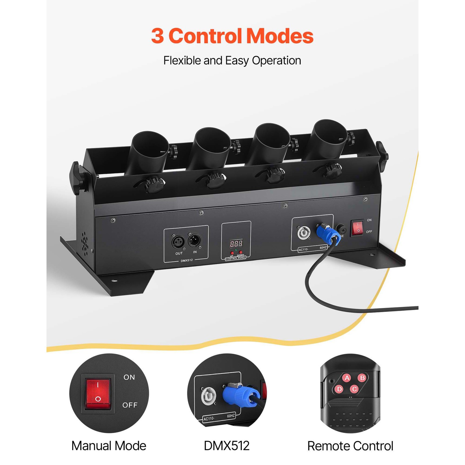 Uimoso Electric Confetti Cannon 4-Shot Launcher DMX512 & Remote Party DJ Effect