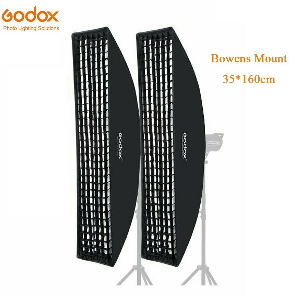 2PCS Godox 35*160cm Studio Strobe Flash Light Rectangular Softbox Grid Bowens