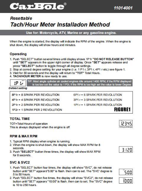 Waterproof Tachometer Tiny Tach/Hour Meter for 2 Stroke & 4 Stroke Small Engine