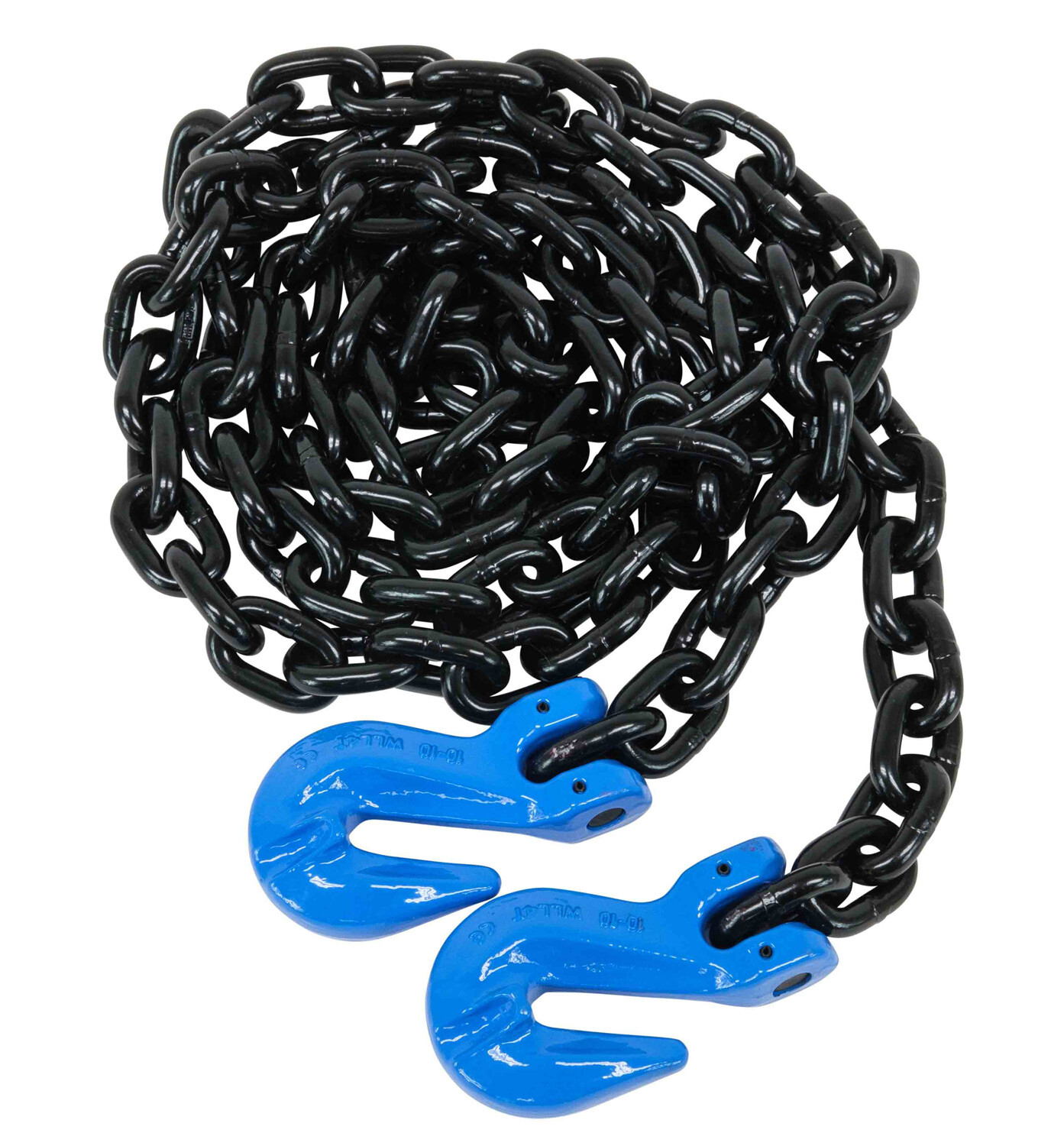 3/8" x 16' G100 High Grade Transportation Chain w/ Grab Hooks, 8800 lbs WLL