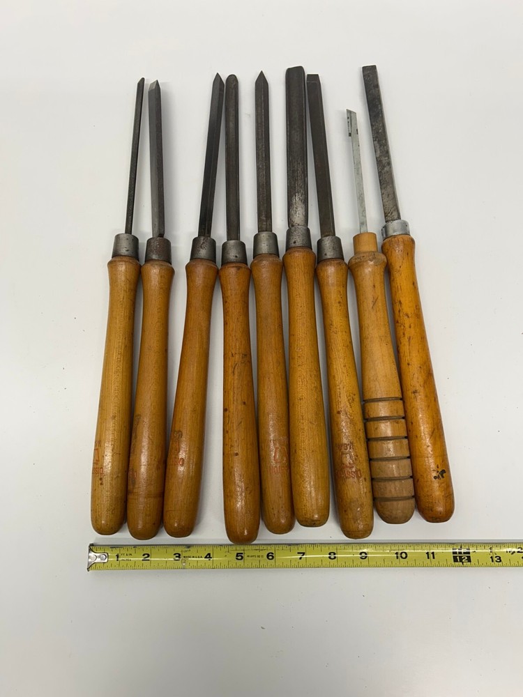 9 Assorted Vtg Chisels Gouges Wood Working Hand Tools Mostly Disston