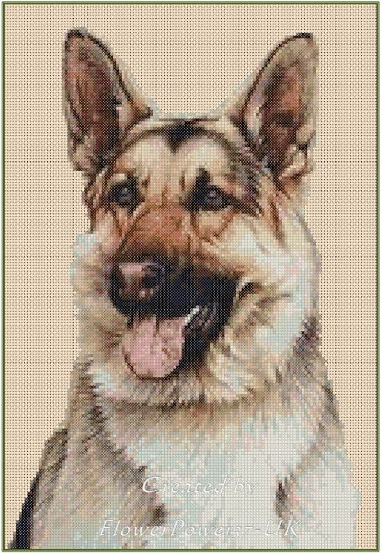 German Shepherd Dog Counted Cross Stitch CHART No.2-167