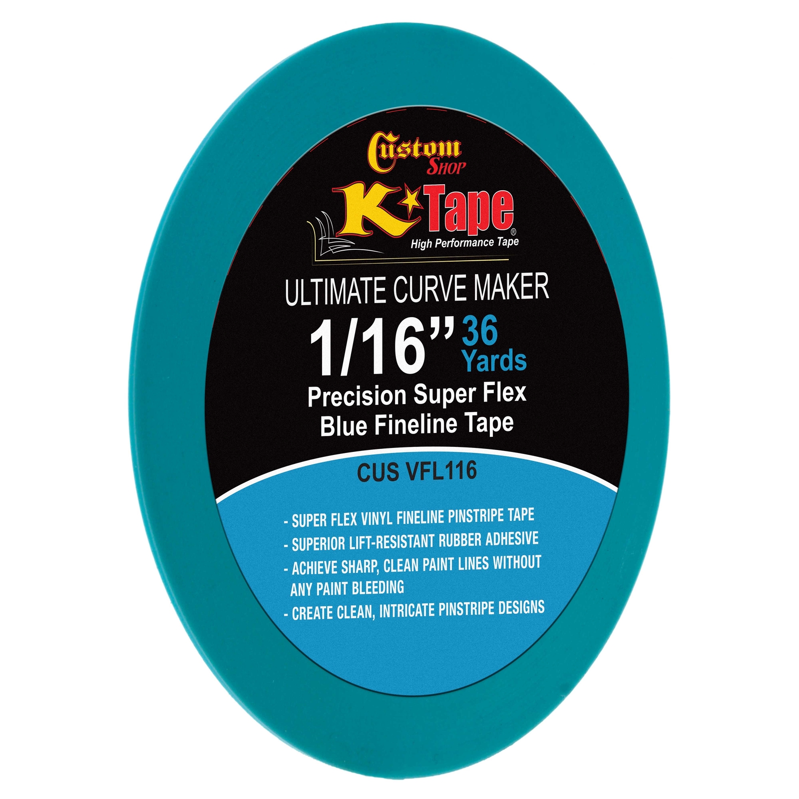 Vinyl Fineline Pinstripe Tape, Blue 1/16" x 36 Yard Roll - Create Sharp Curves