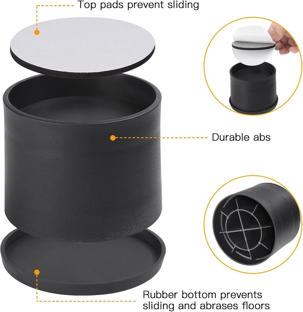 Heavy-Duty 2-Inch Bed Risers – Round Elevators for Dining Chairs and Small Couch