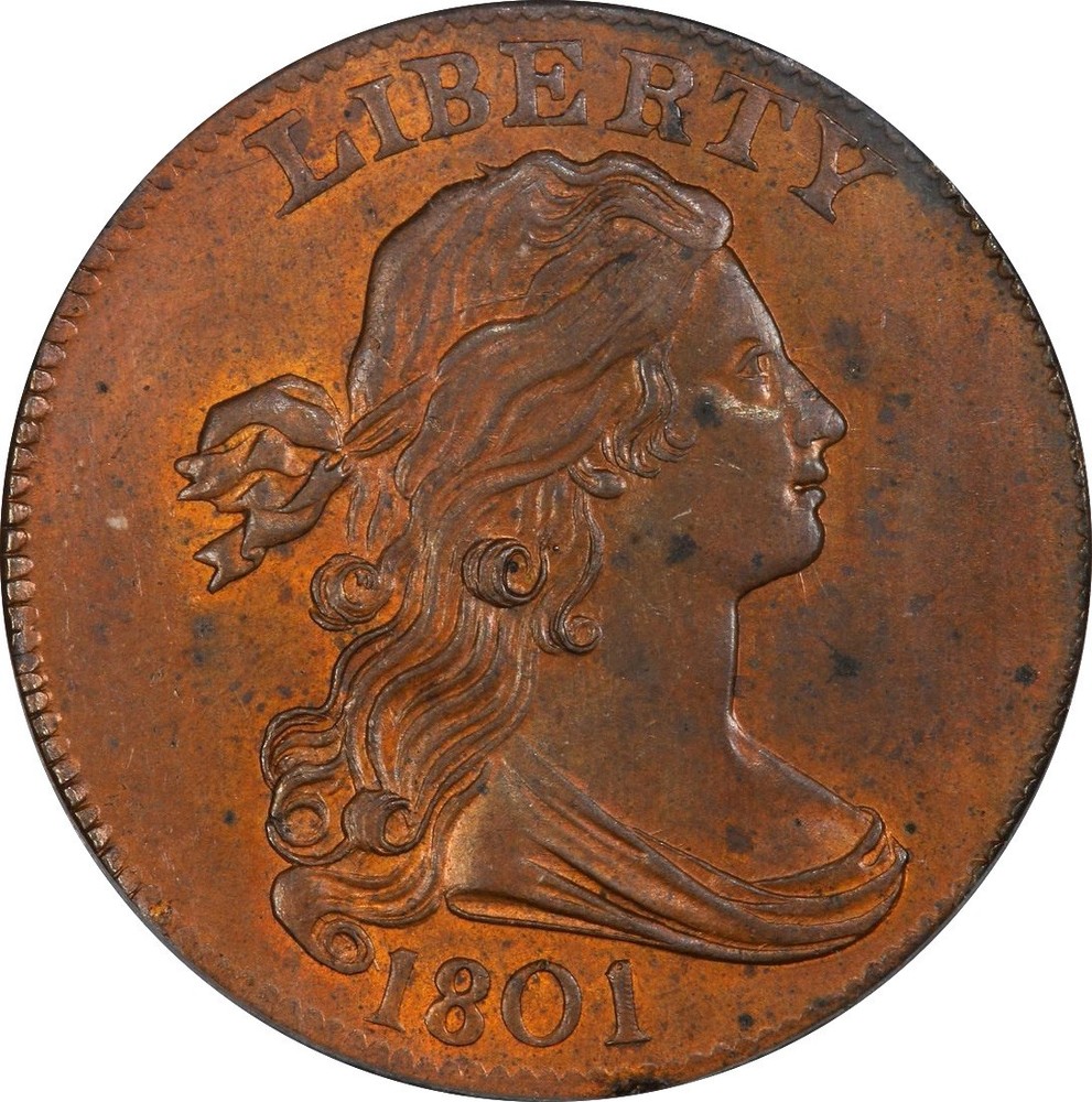 1801 DRAPED BUST 1C PCGS MS 63+ RB