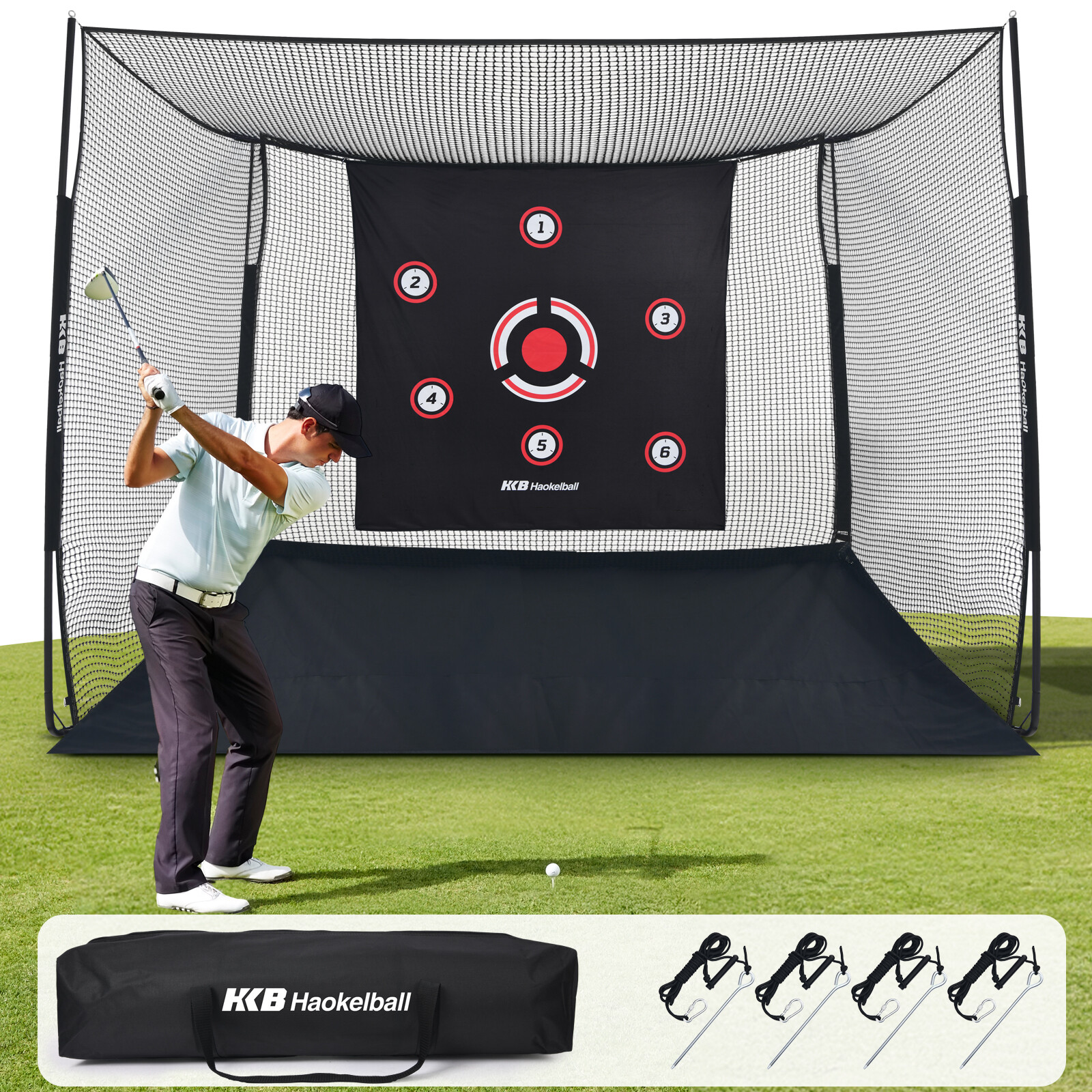 Golf Hitting Cage 10x8x6ft Golf Practice Net Heavy-Duty Steel Frame for Backyard