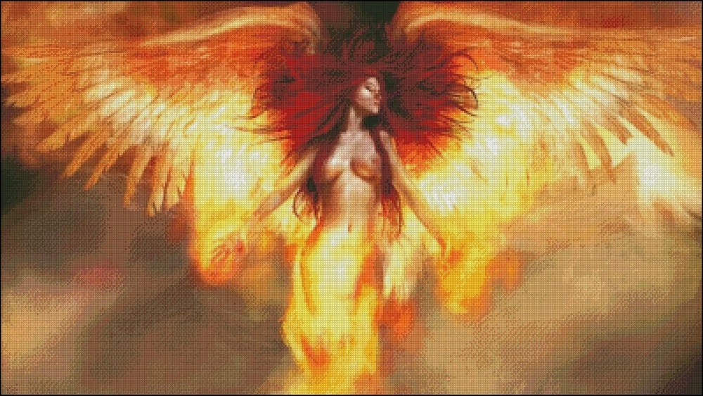 Fire Angel - DIY Chart Counted Cross Stitch Patterns Needlework for embroidery