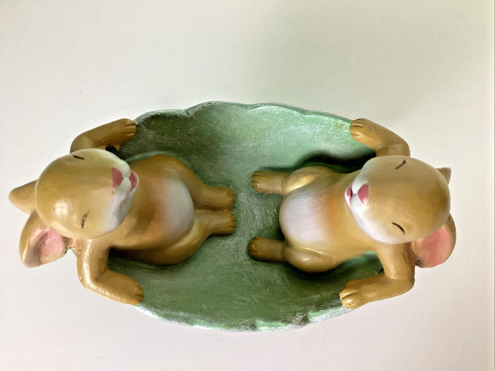 Bunny Rabbits in Rocking Easter Egg Cradle Decoration