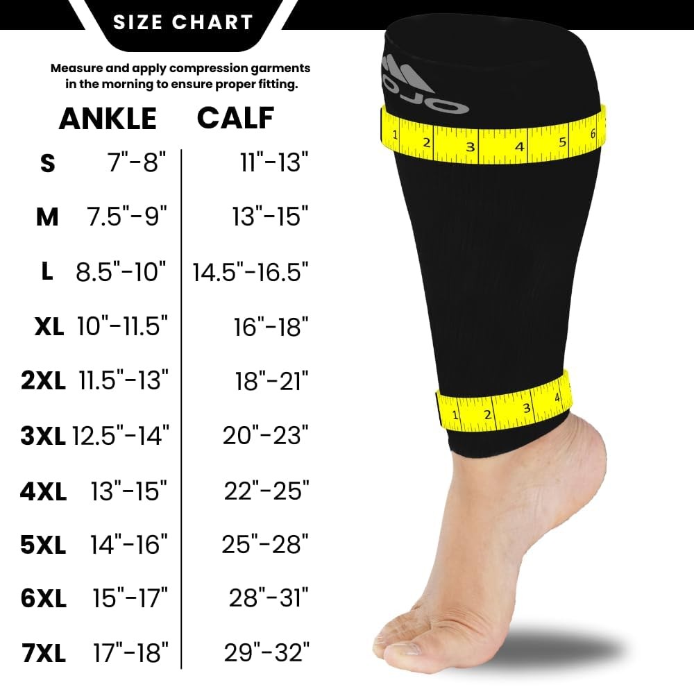 Mojo - Compression Socks Footless for Women and Men 20-30mmHg 3X-Large, Black