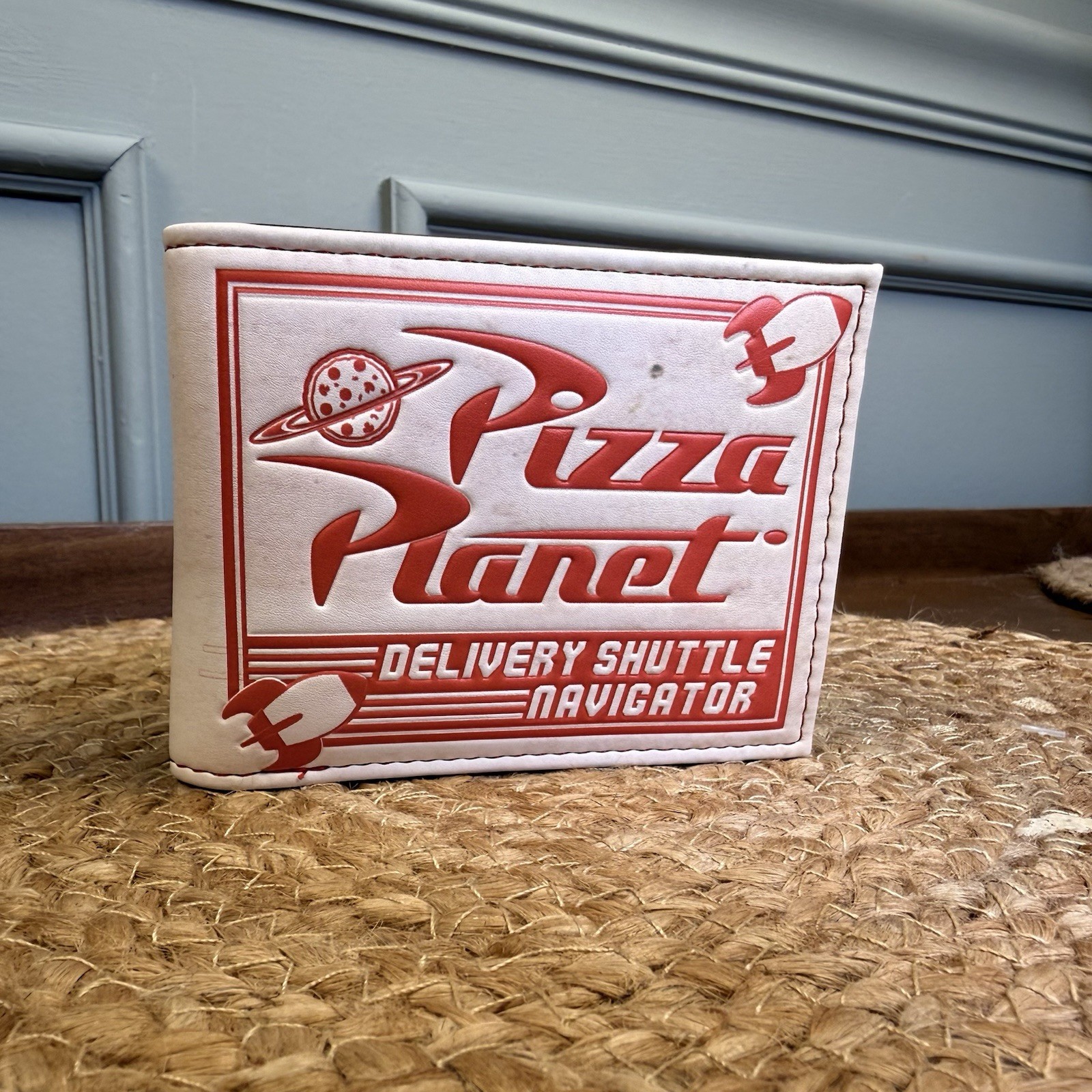 Disney Pixar Toy Story Pizza Planet Bi-fold Wallet Distressed w Black Interior