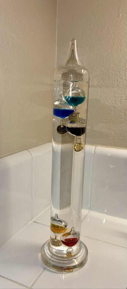 Galileo Thermometer 16" Tall Floating Colorful Spheres Decor