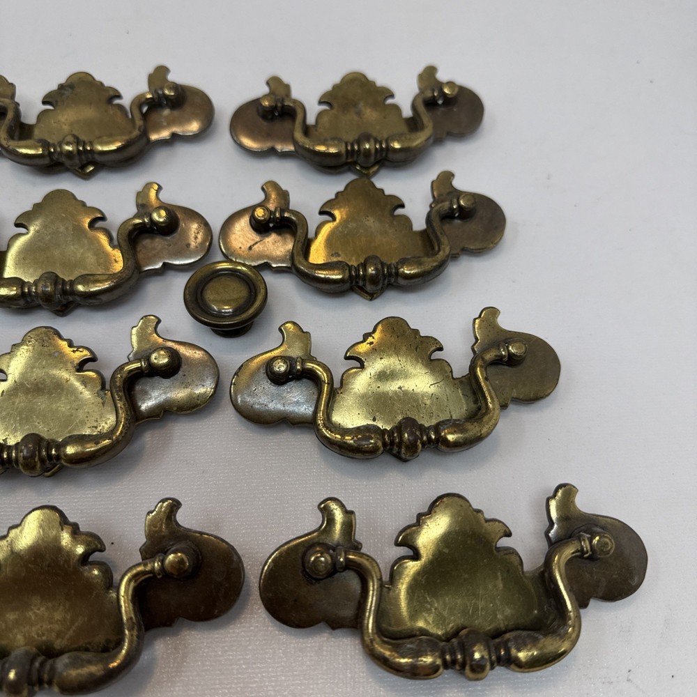 12 - Vintage Chippendale Style Drawer Pull B-681-0 & 3 Round Pulls