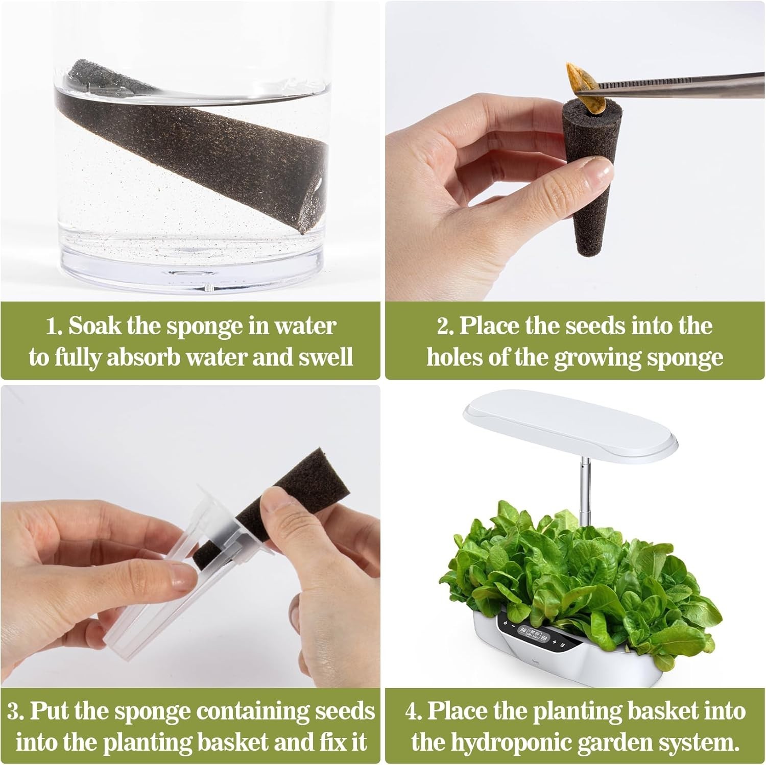 50 pc Hydroponic Grow Sponges Seed Starter Plugs for Herbs, Vegetables & Flowers