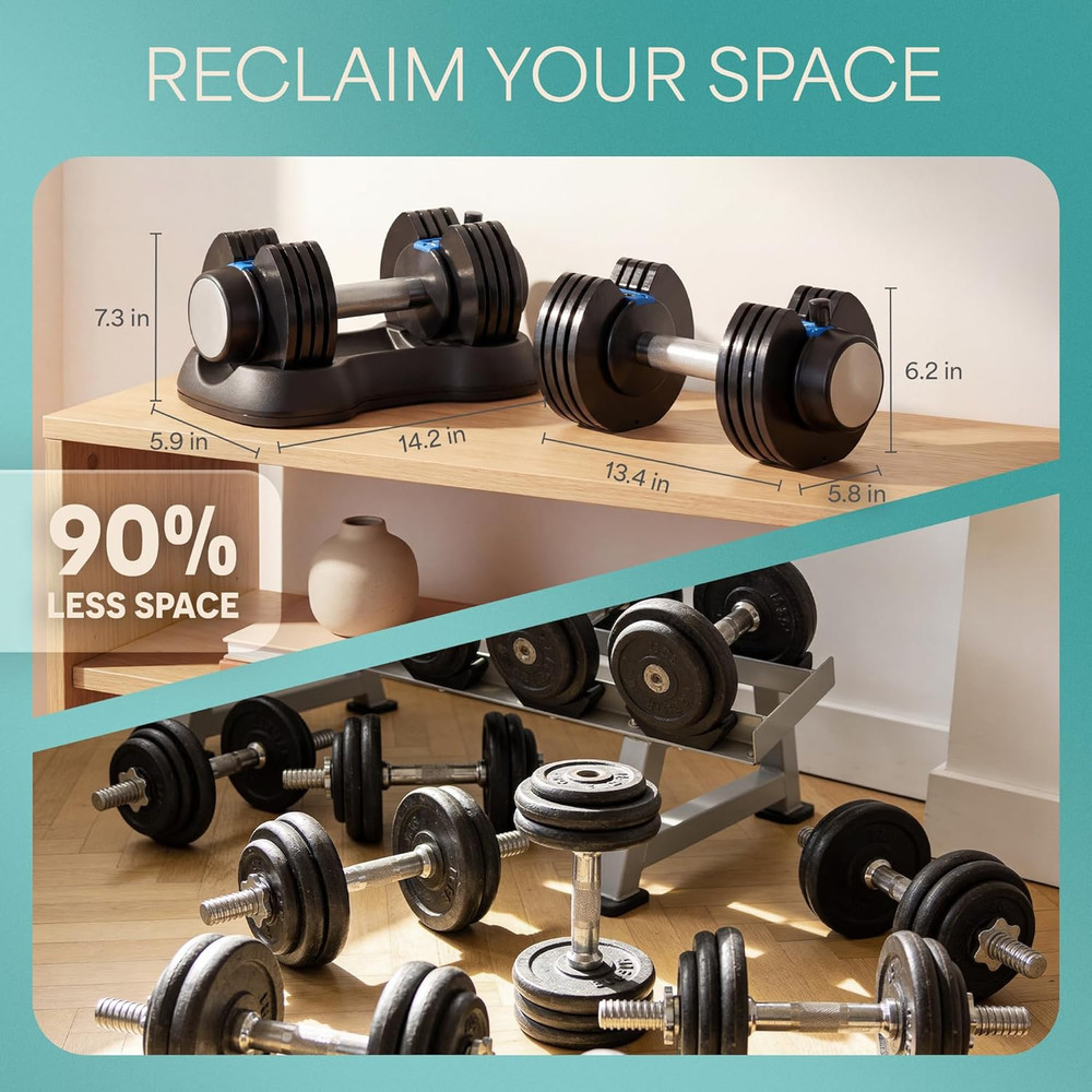 Adjustable Dumbbells Set Multi Weight Options with Rack Home Strength Training