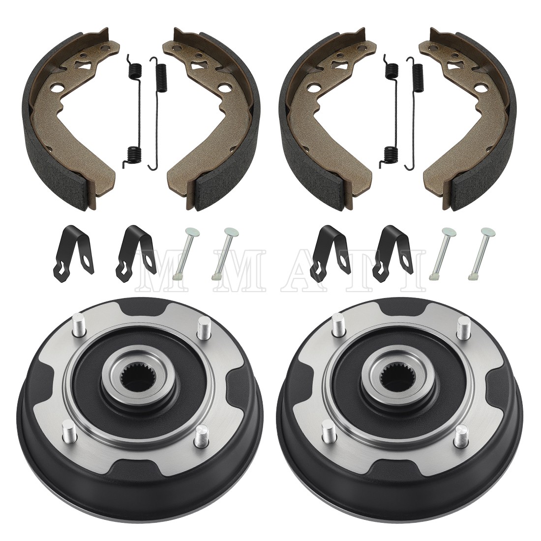 2 X Rear Wheel Brake Drum Hub & Brake Shoes for Kawasaki KAF300 Mule 500 520 550