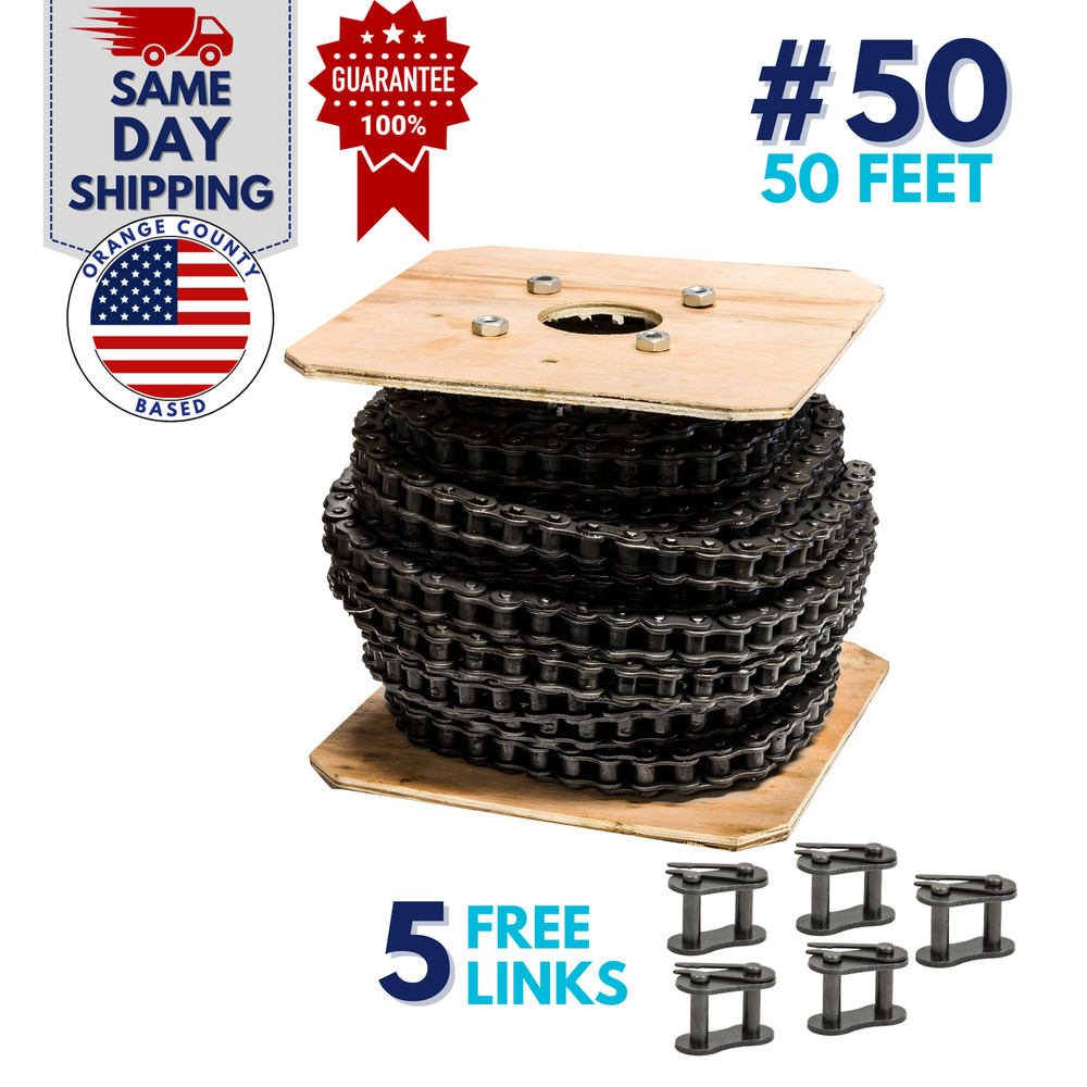 #50 Roller Chain 50 Feet with 5 Connecting Links
