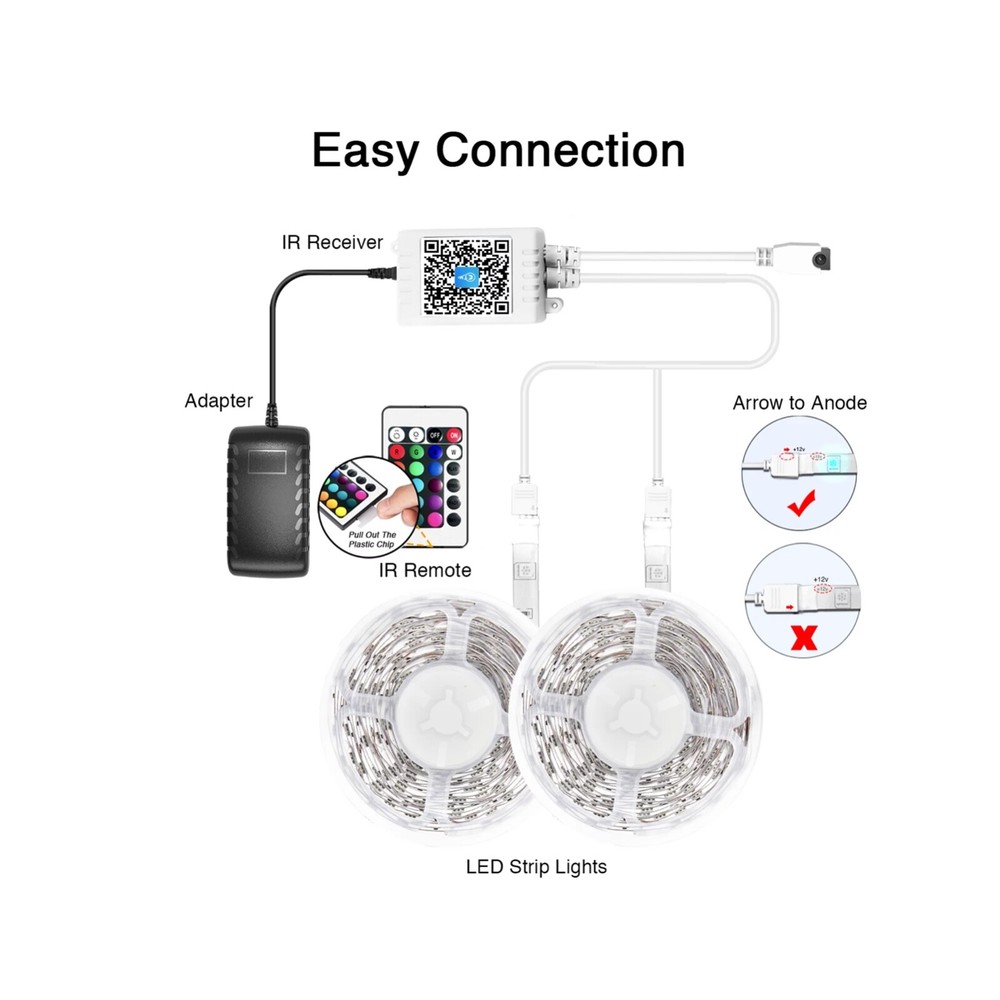 50 ft bluetooth led light strip with light changing remote