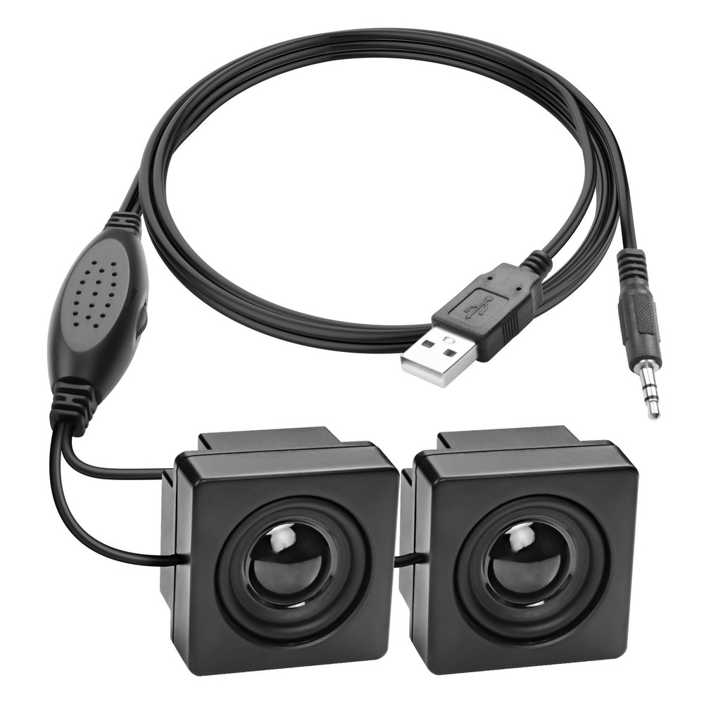 Mini Computer Speaker for Desktop PC 3.5mm TRS Input with Volume Control USB ...