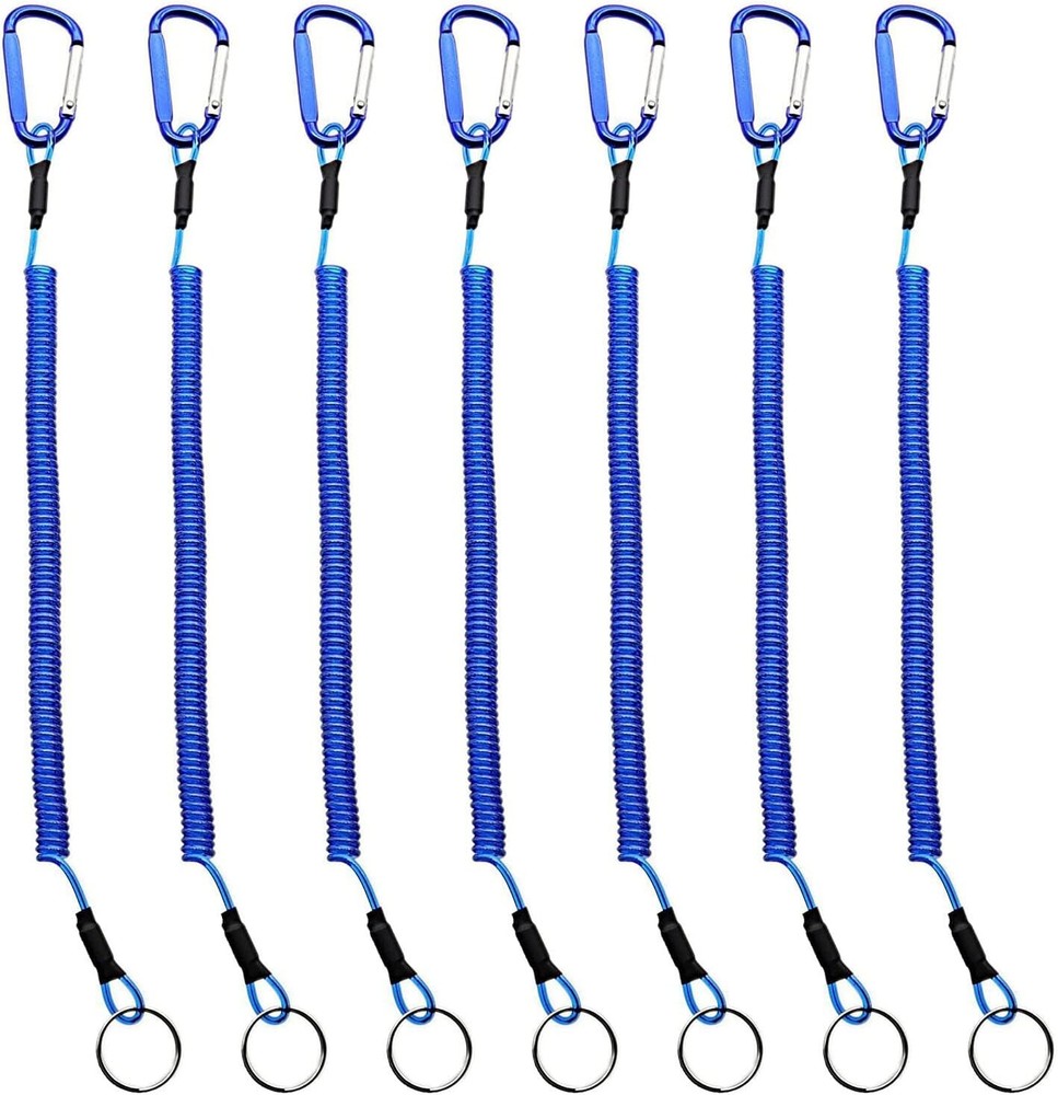 7 Pack Retractable Wire Coiled Fishing Lanyards for Pliers Grippers Fish Tackle