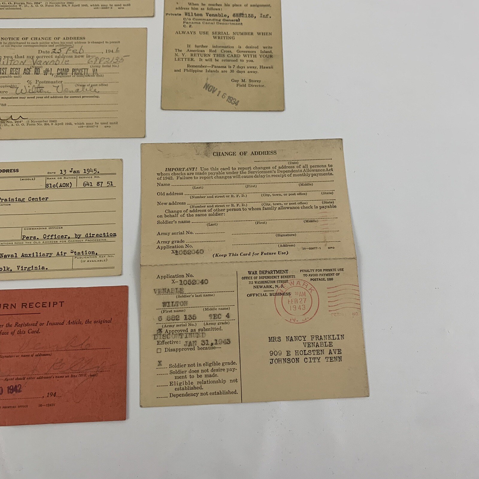 Vintage 1930’s 1940’s World War Department Postal Cards #6901