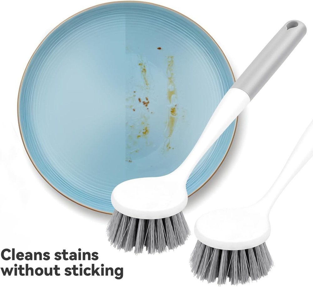 2 Pack Kitchen Scrub Brushes for Cleaning Dish Brush with Handle for Pans, Pots,