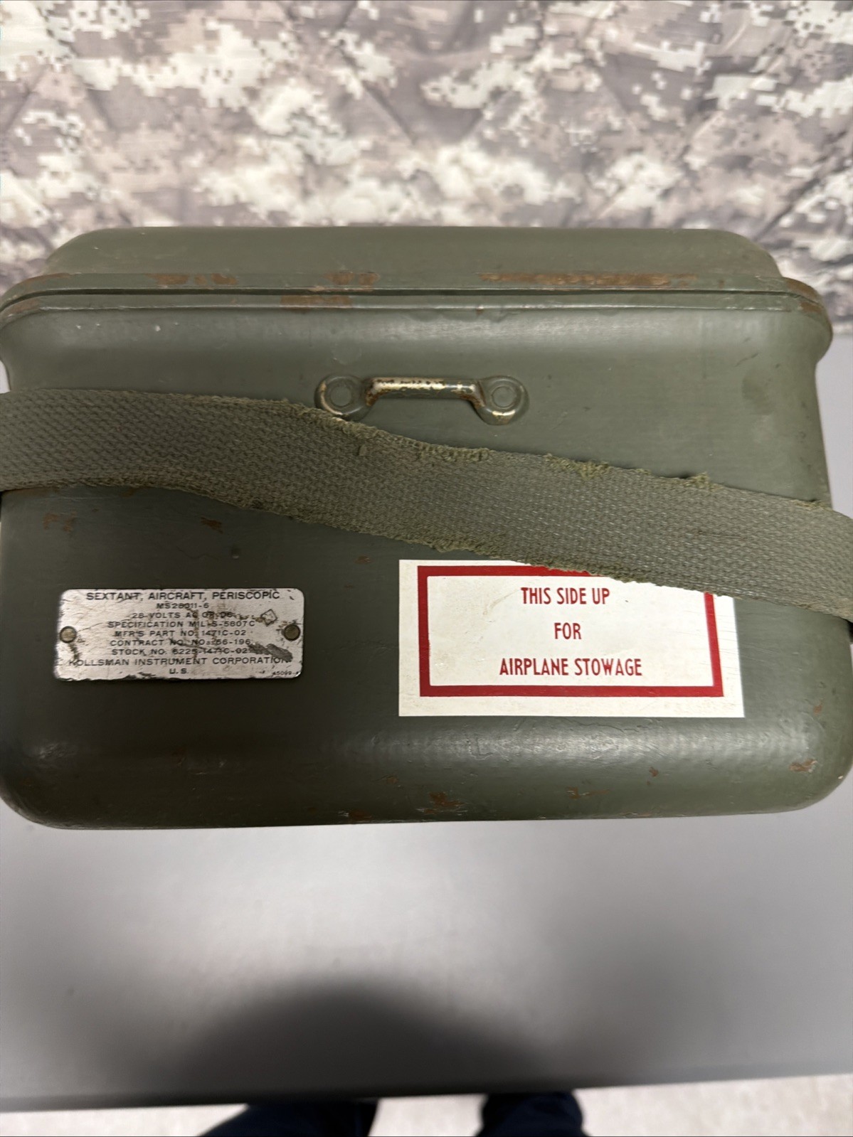 Antique Military Issue Kollsman Aircraft Periscopic Periscope Sextant & Case #03