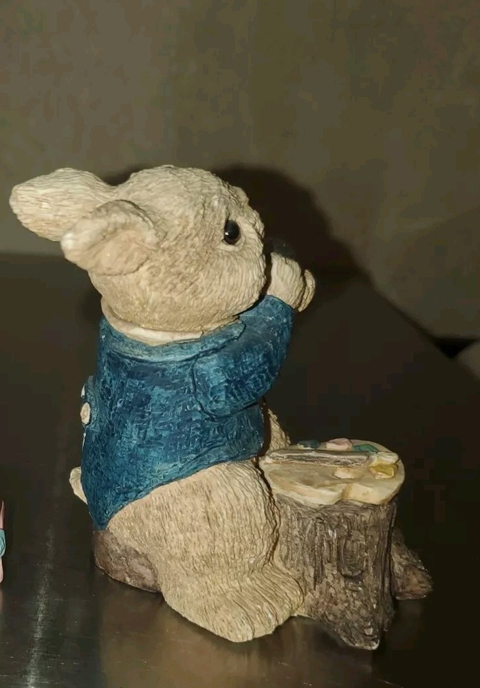 Easter Bunny Rabbit Painter With Crystal Figurine, Spring Decor