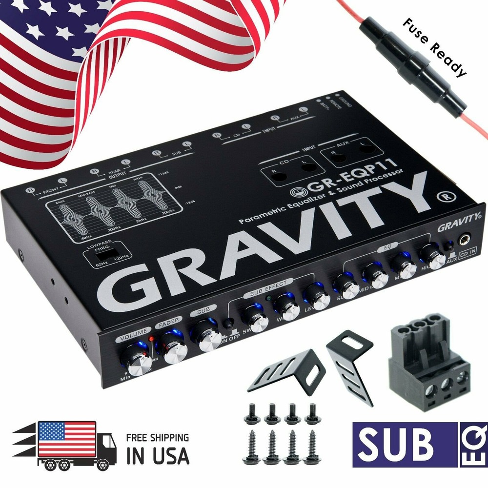 Gravity Car Audio Equalizer Epicenter  Sound Processor Bass Maximizer Sub Output