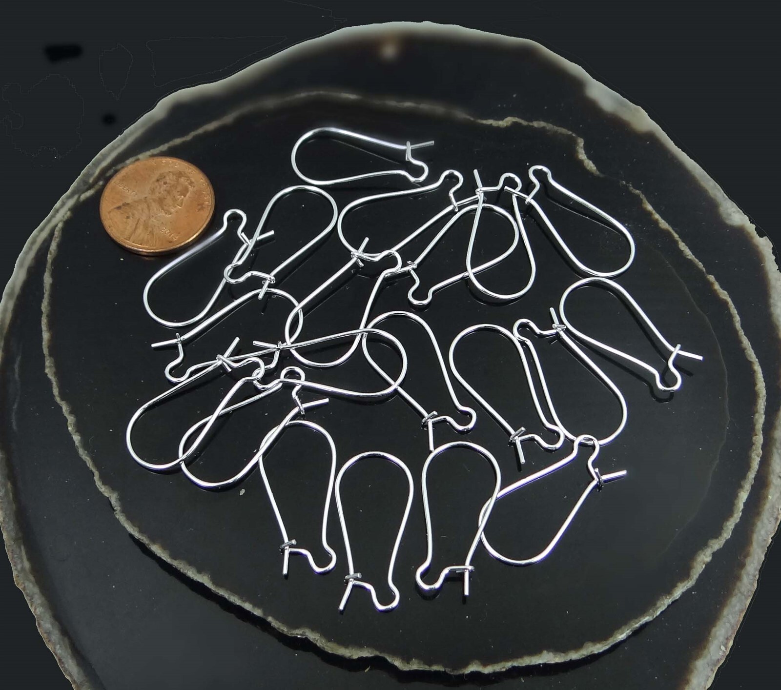 50 Silver Plated Kidney Interchangeable Ear Wire Earrings Hooks 25x12mm