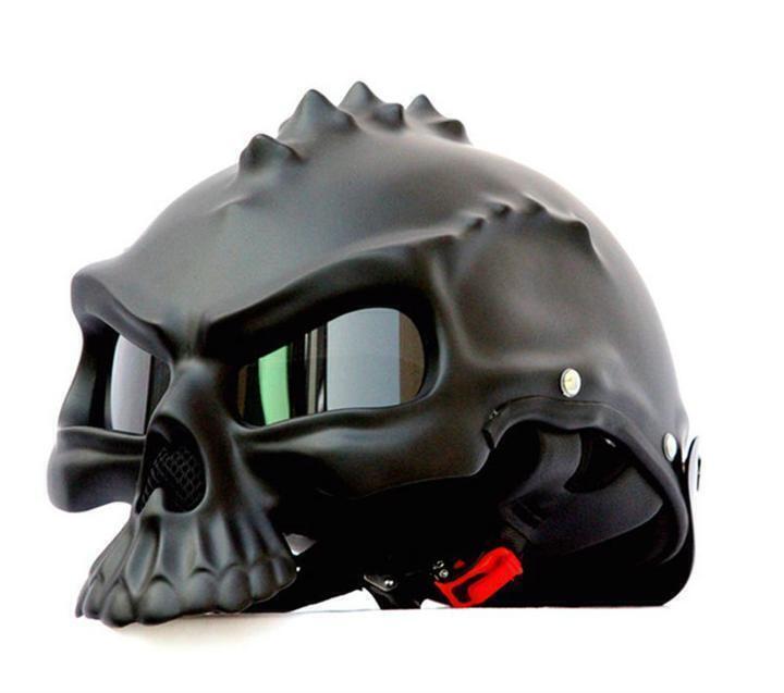 Motorcycle Skull Helmet Street Racing Half Face Helmets with Visor