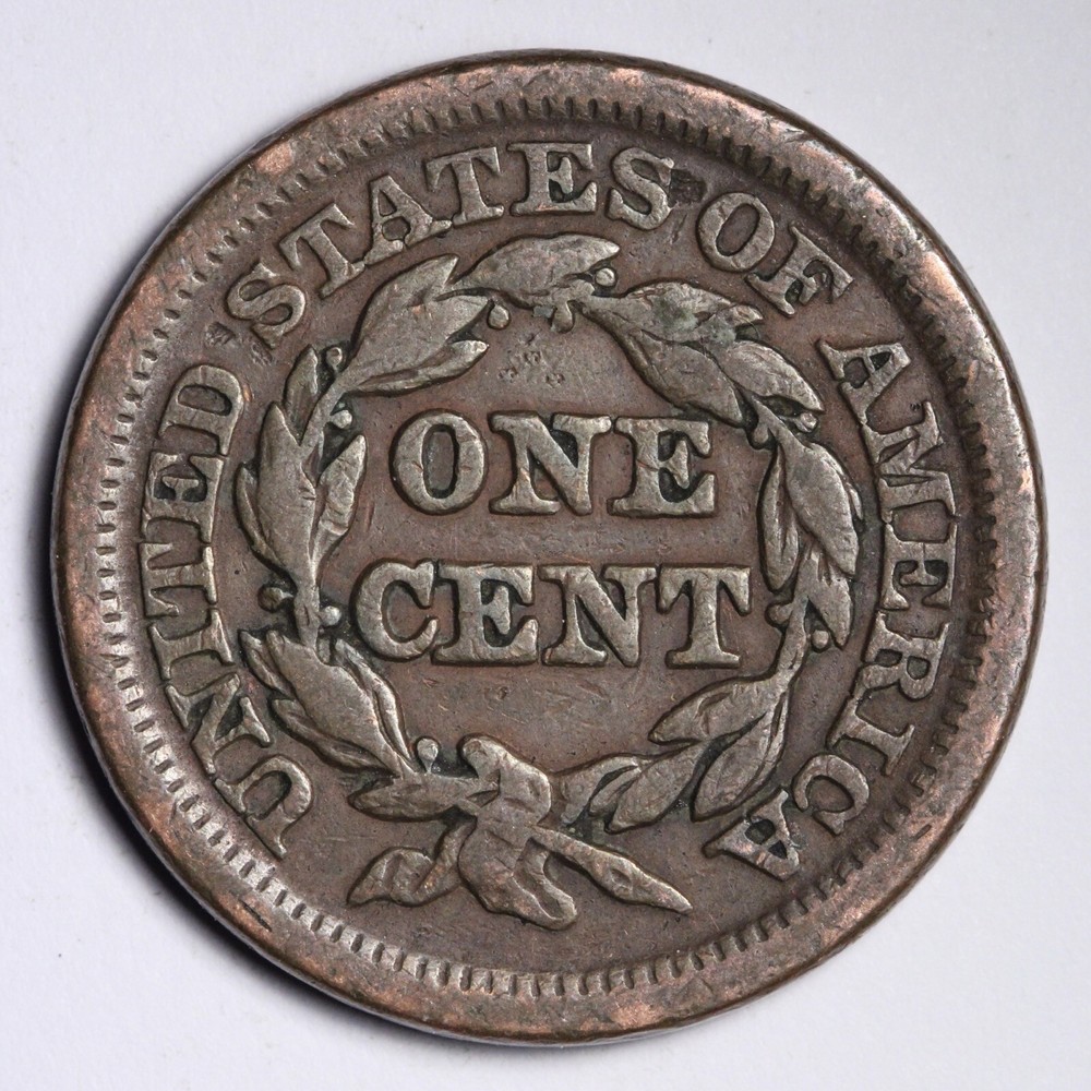 1848 Braided Hair Large Cent CHOICE VF+ E364 GNC