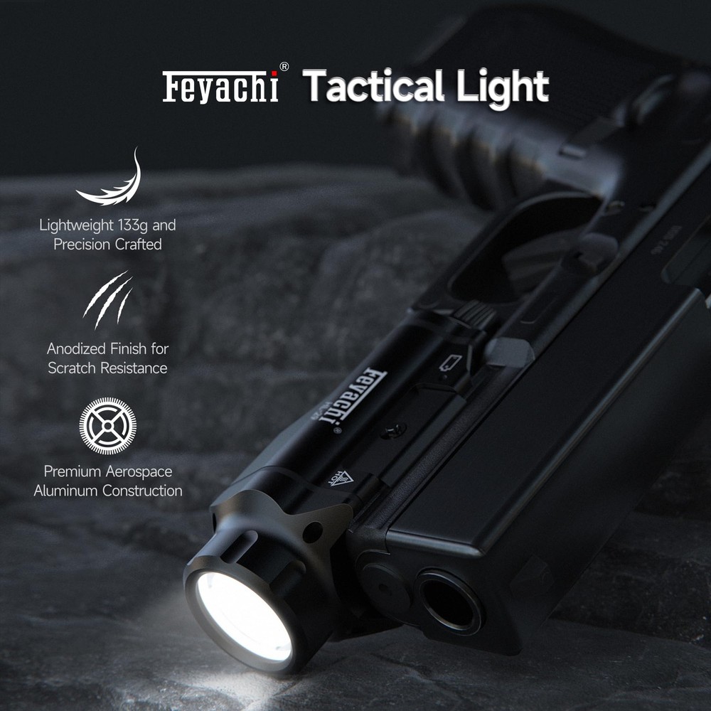 Feyachi Tactical Flashlight - 1500 Lumens Rail Mounted Flashlight, with 5 Interc
