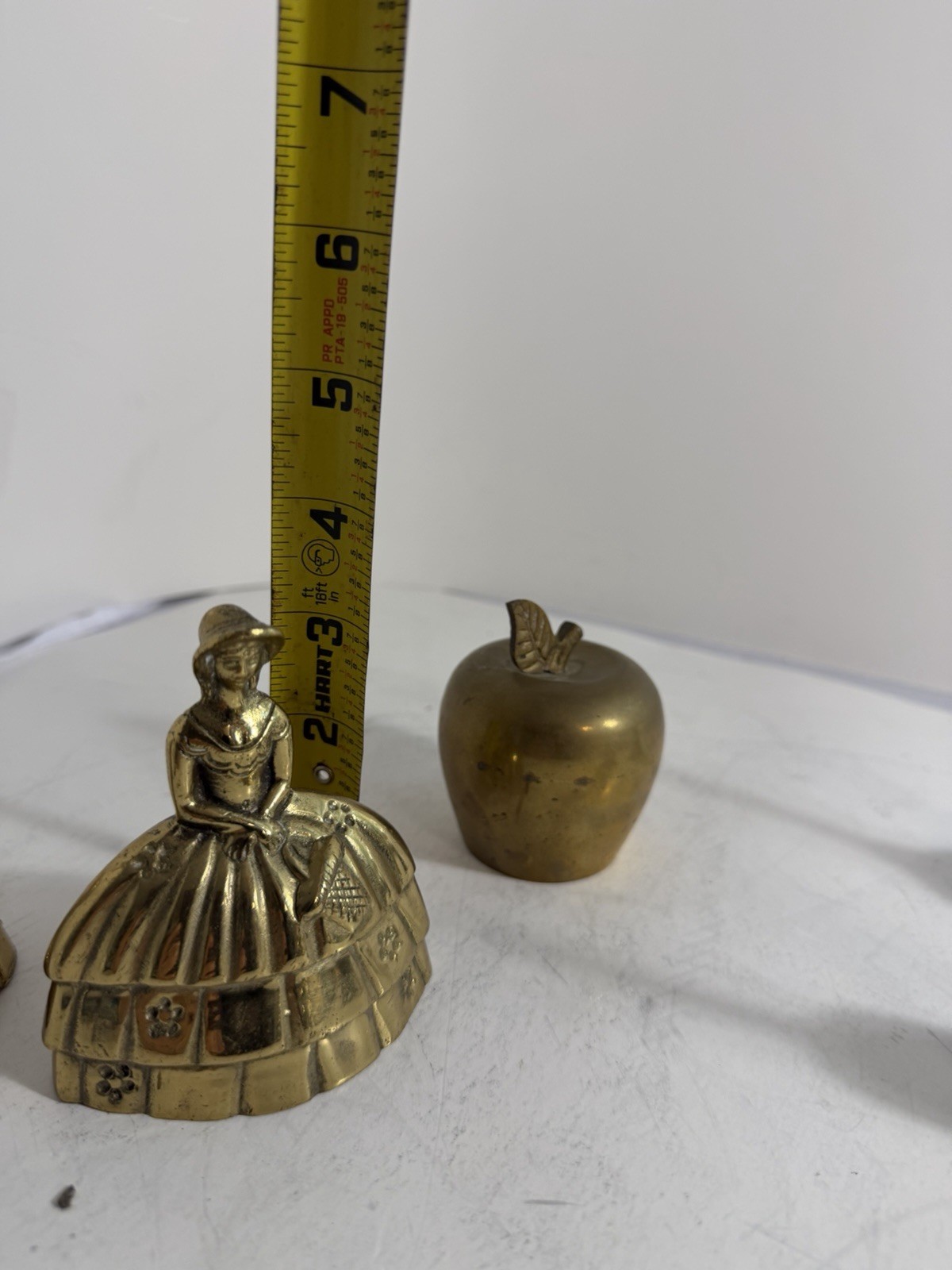 Vintage Brass Bell Lot 8pcs Mixed Decor Apple Figurine Lady MCM Metal