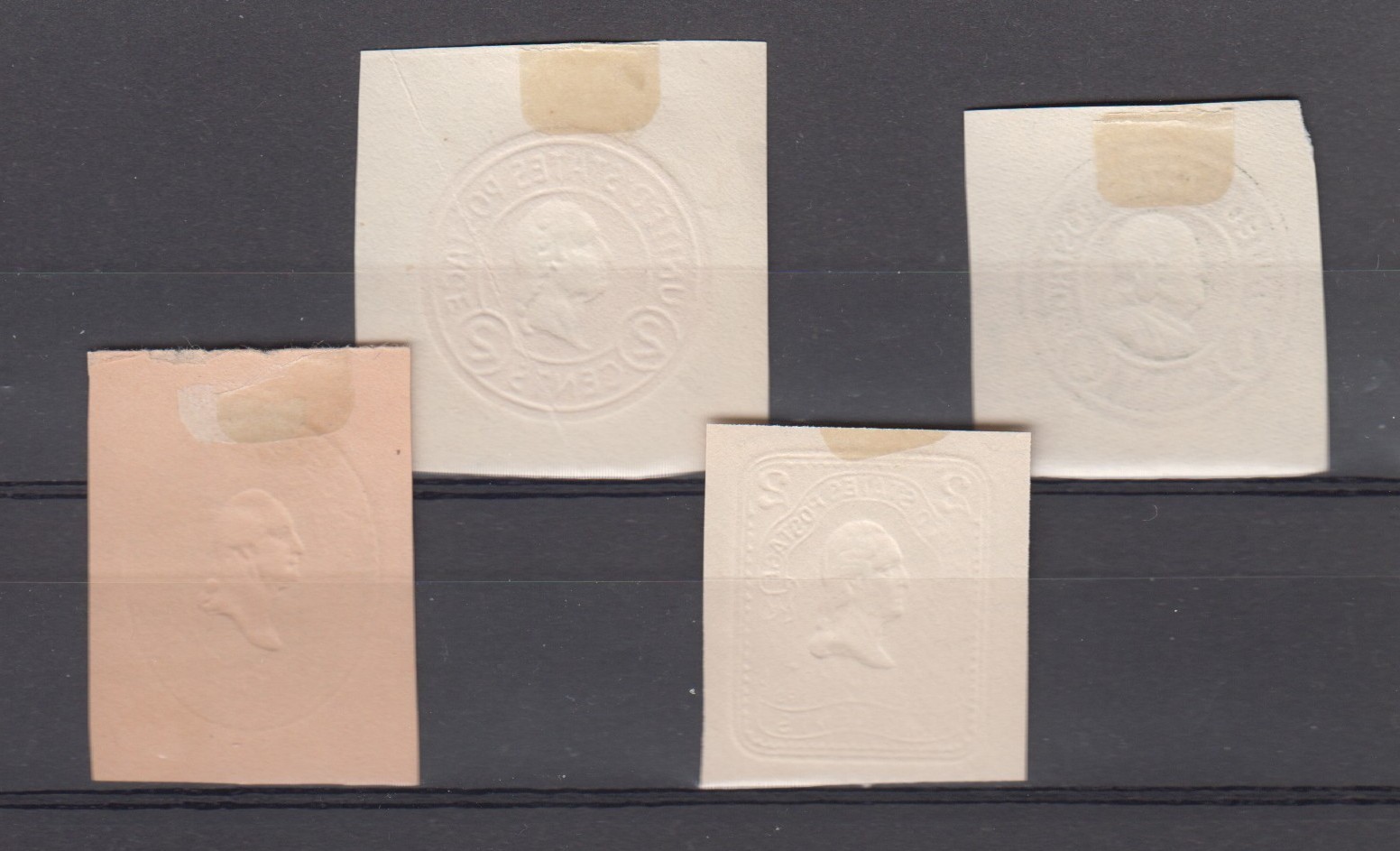 CUT SQUARES 4 PC UN-NUMBERED ONE AND TWO CENT kh77