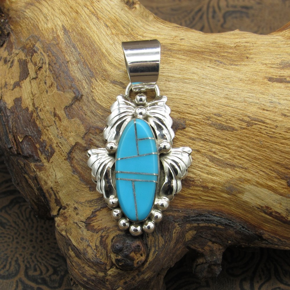 *Sterling Silver Pendant With Turquoise Inlay