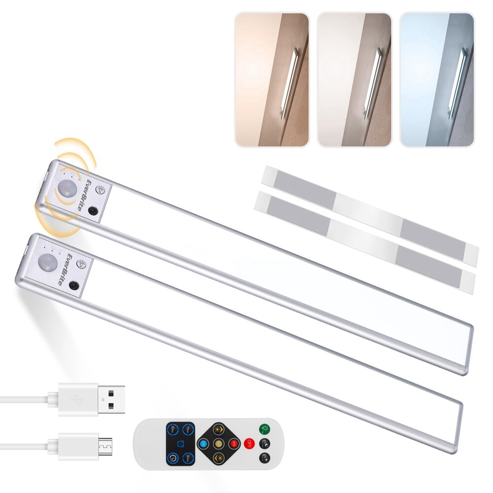 2 Pack 78LED Under Cabinet Lighting, Motion Sensor Light with Remote Control