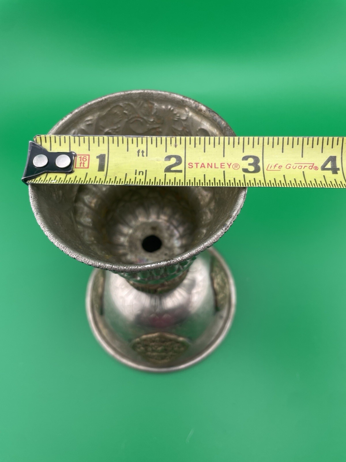 Vintage Tibetan Buddhist Butter Oil Alter Lamp Ornate Repousse Etched Designs