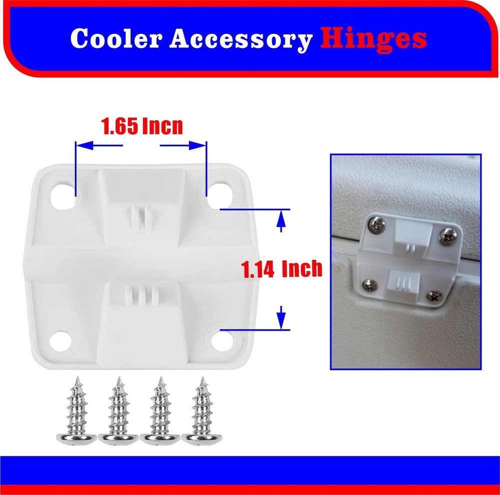 Cooler Hinges and Screws Set, Replacement Plastic Hinges & Screws, 4 Pack.1