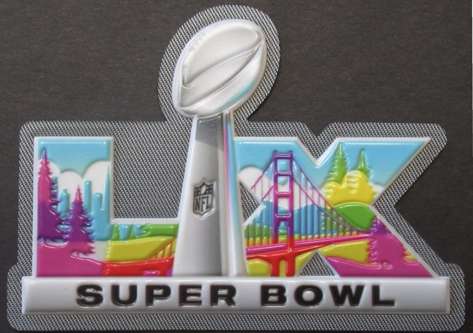2026 SUPER BOWL 60 LX PLASTIC CHROMAFLEX JERSEY PATCH PATRIOTS SEAHAWKS