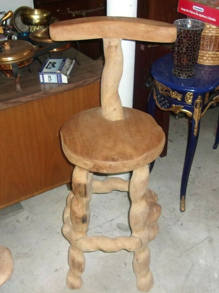 VINTAGE Primitive TEAK STUMP ROOT WOOD STOOL