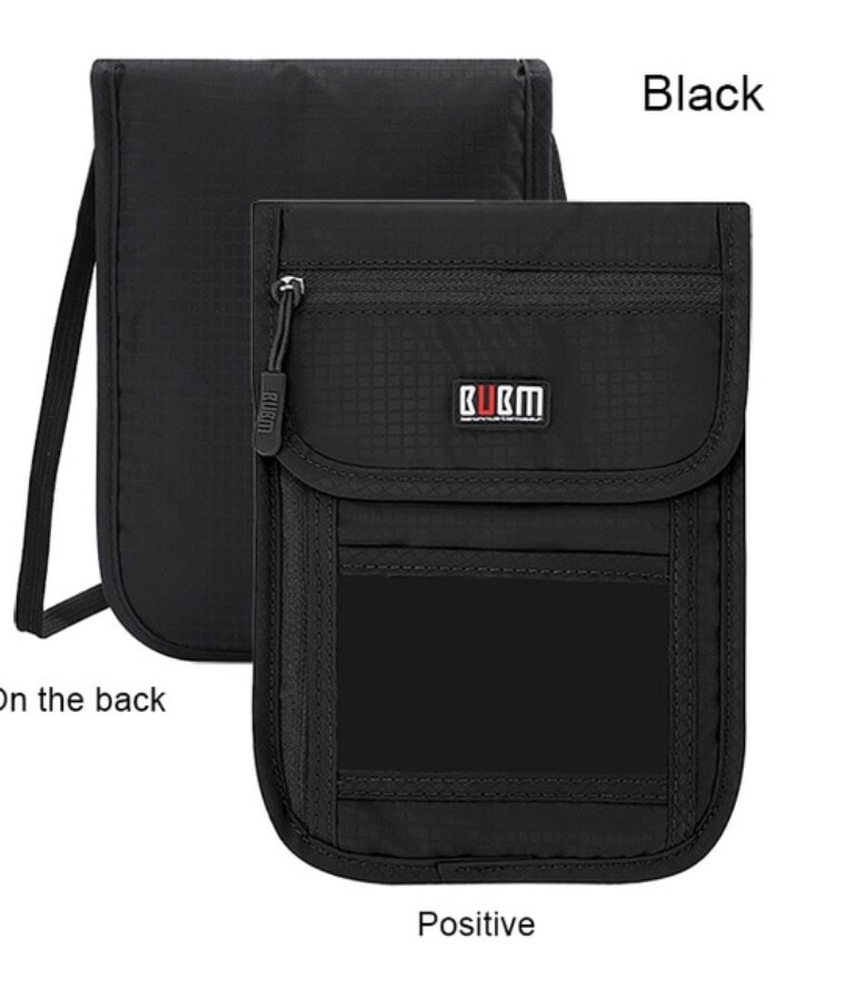 BUBM Unisex Travel Neck Pouch Wallet with RFID Blocking – Passport Holder 