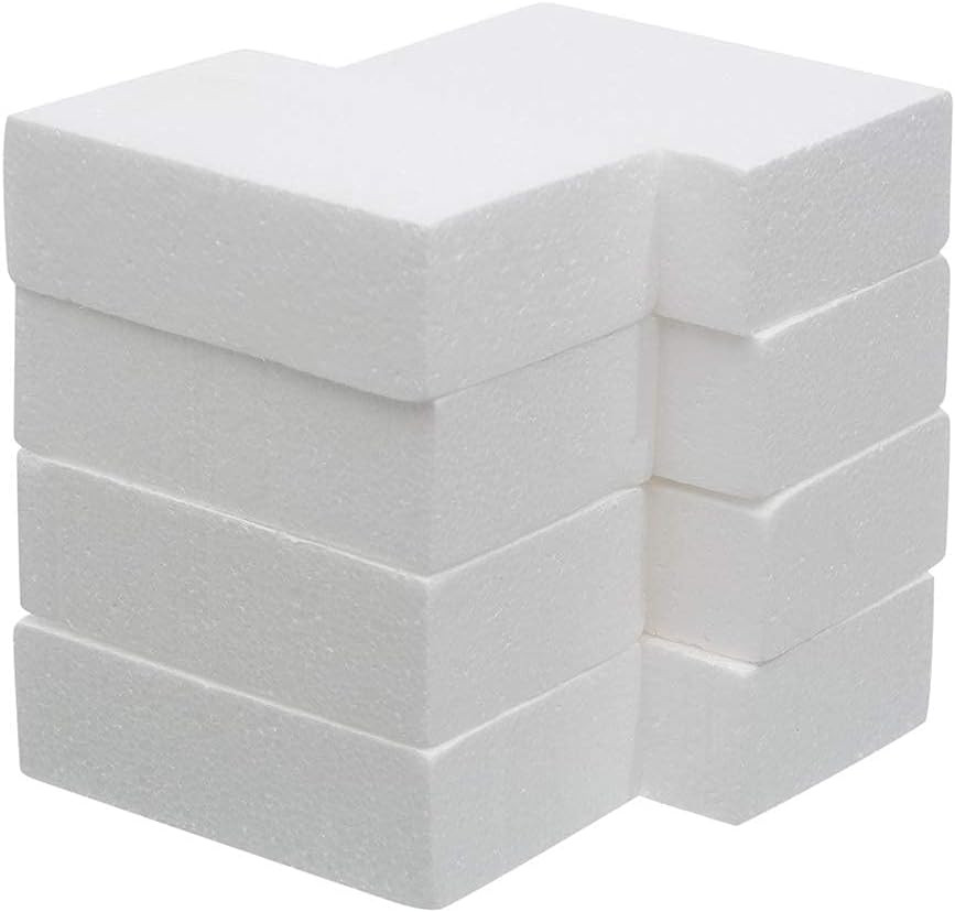 8 Pack Craft Foam Blocks 6X4X2In Polystyrene Brick Rectangle for Arts School Pro