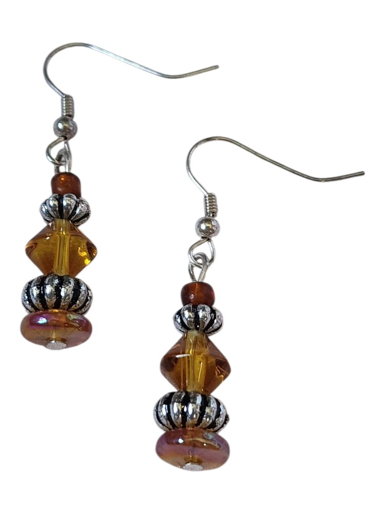 Beaded Earrings, Rainbow Acrylic Drops