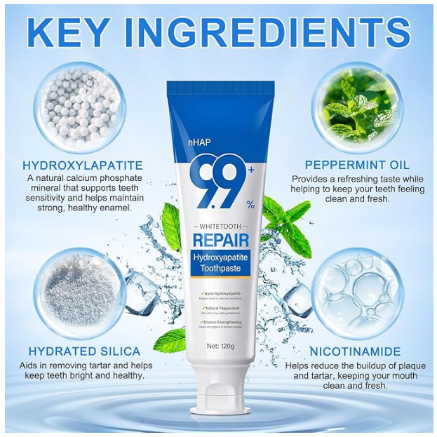 9.9% Hydroxyapatite Toothpaste, 4.23 Oz Nano Hydroxyapatite Toothpaste for Ename