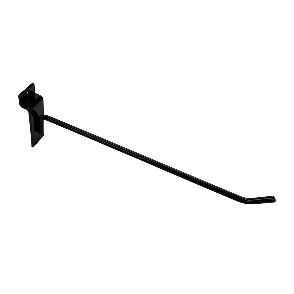 12" Slatwall Hook Panel Display Hooks, 1/4" Thickness Metal, Black - PACK 12