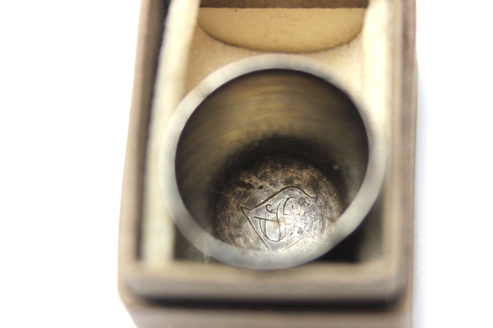 Late 1800's Simons Brothers Sterling Silver Thimble w/ Dated Monogram Panel