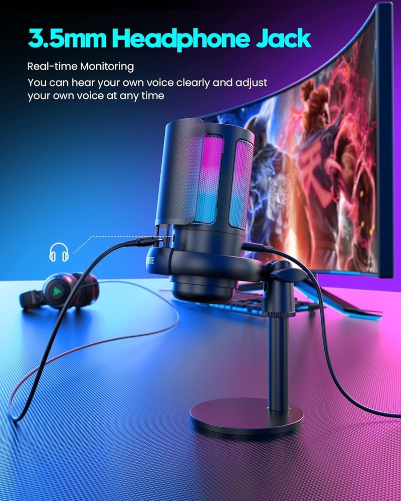 Pop Filter USB Microphone for Streaming - Gaming Mic for PC