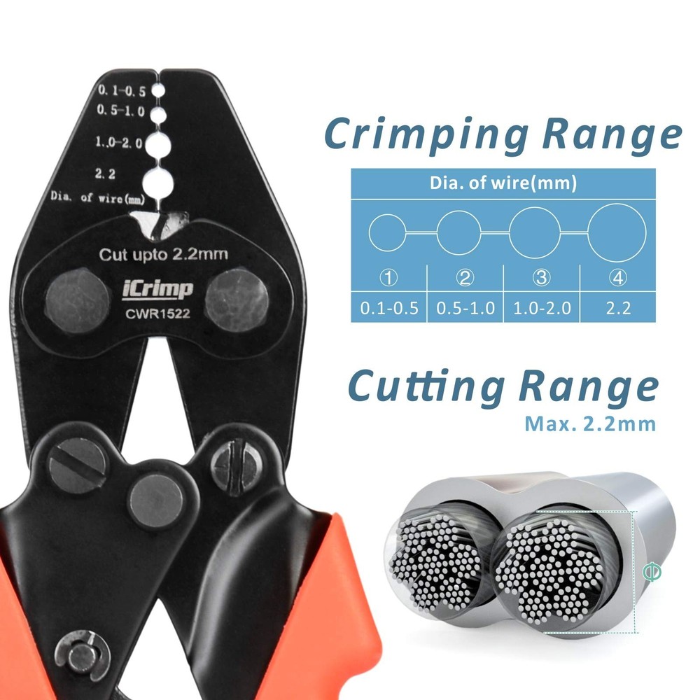 iCrimp CWR1522 Wire Rope Crimping Tool with Cutting function for Cable Railin...